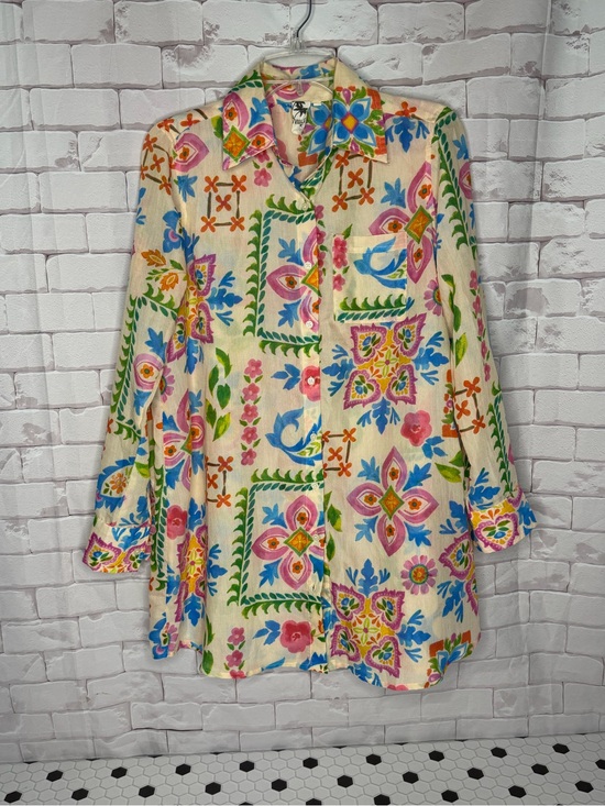Violet Sky Tops - Violet Sky Boho Floral Button Up Blouse Size Small Colorful Cottagecore Retro